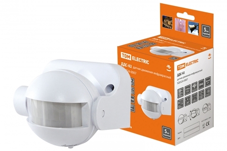 TDM ELECTRIC SQ0324-0007 Датчик движения  настенный  ДДС-02 1100Вт, 5-480с, 12м, 5+Лк, 180гр, IP44, TDM